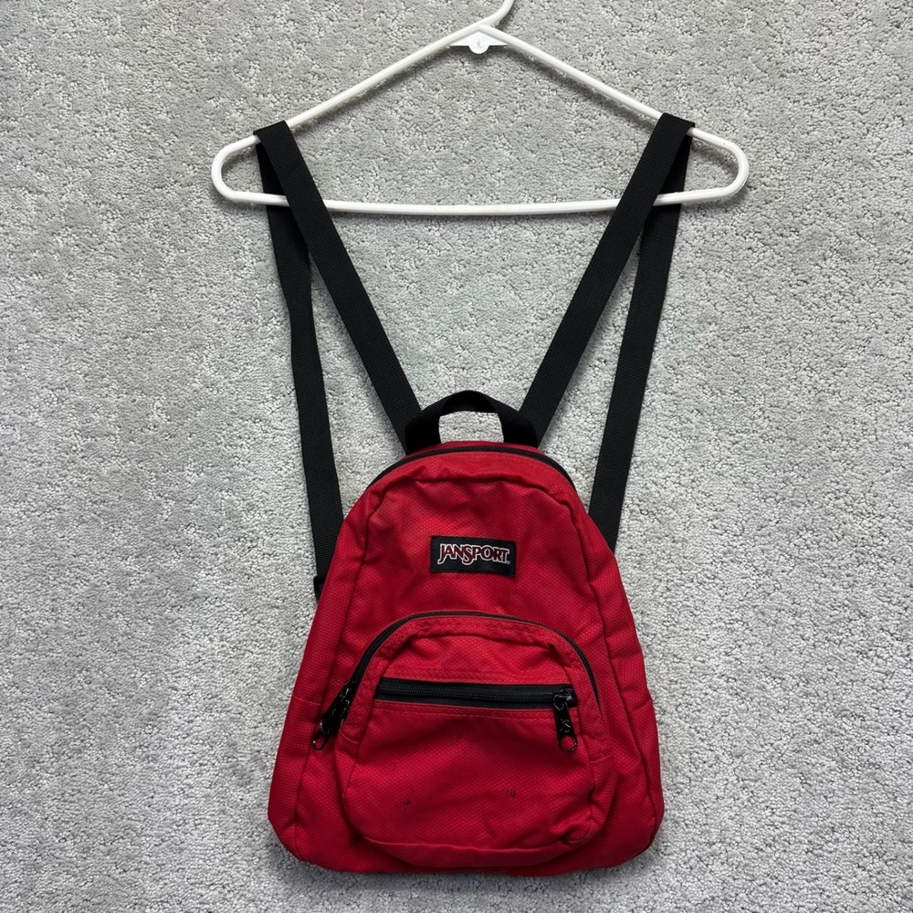 JanSport Mini Backpack Red Small Daypack Casual Travel School Adjustable Strap